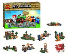 Конструктор BL 10177 MY WORLD "Верстак: 8 сюжетов в 1" (аналог LEGO Minecraft  21116), 43.0х28.0х9.0 см, 517 деталей